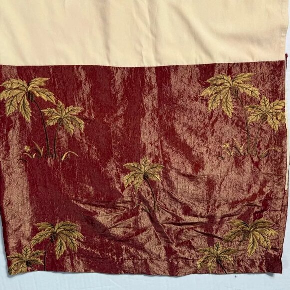 Set of 3 Luxury Curtains Drapes Tab Top Panels 92" Long Beige Red Border Hem - Picture 3 of 7